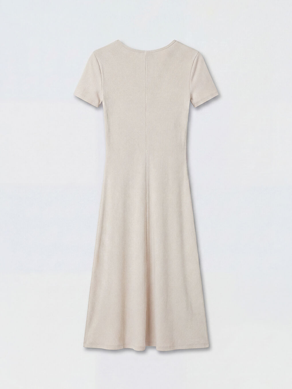Bej V Yaka Bodycon Elbise-1