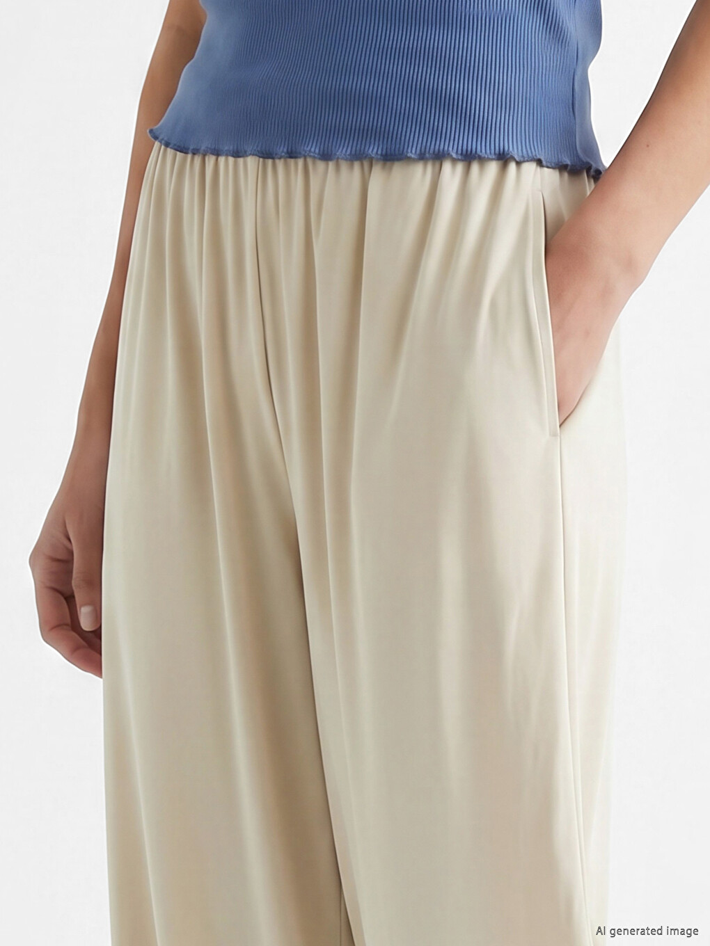 Gri Beli Lastikli Kadın Jogger Pantolon-2