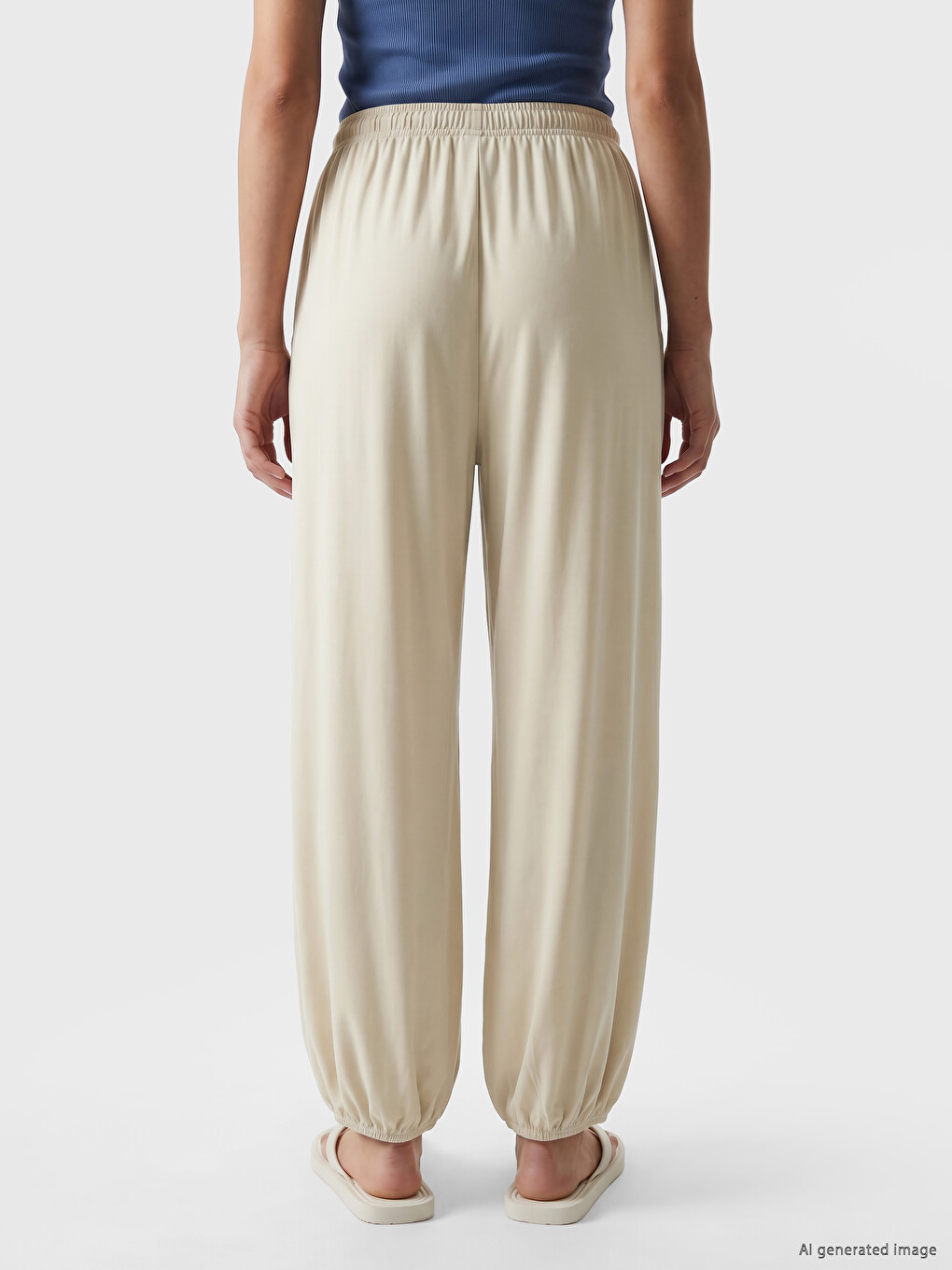 Gri Beli Lastikli Kadın Jogger Pantolon-3