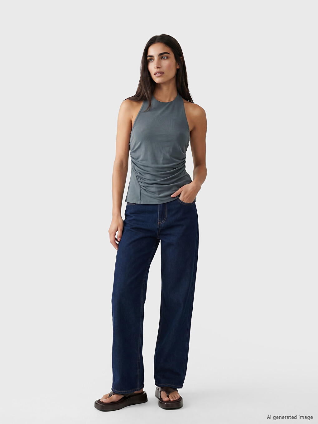 Halter Neck Ruched Blouse-1