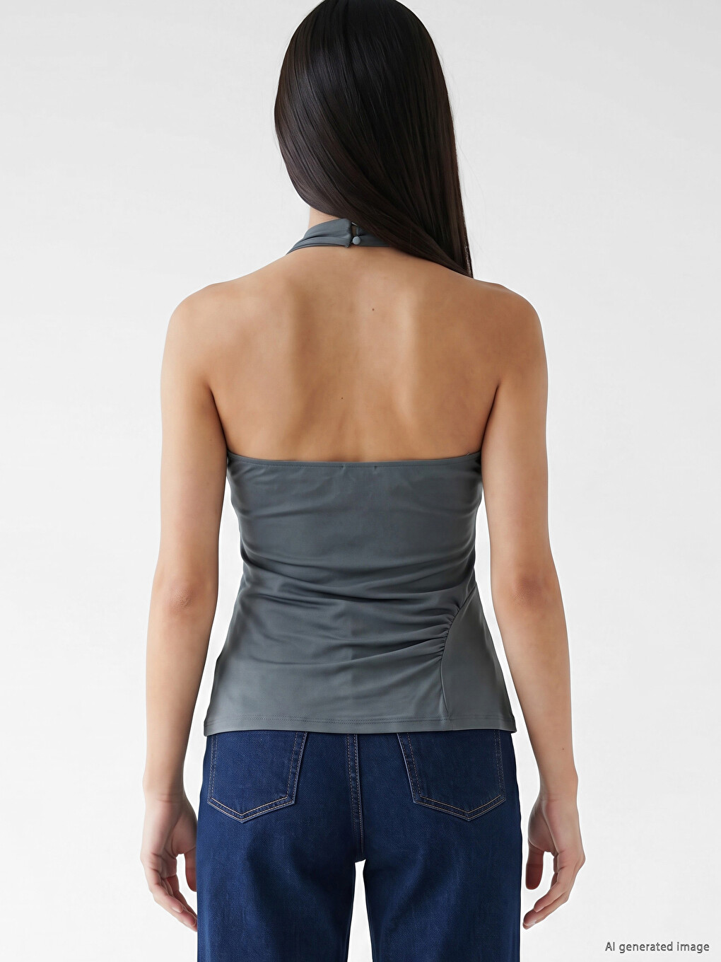 Halter Neck Ruched Blouse-3