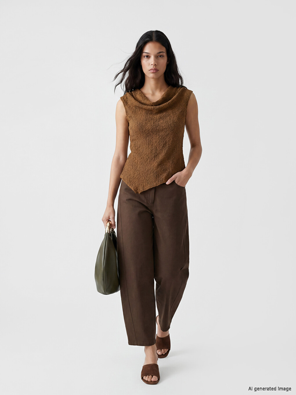 Slash Neck Textured Blouse-1