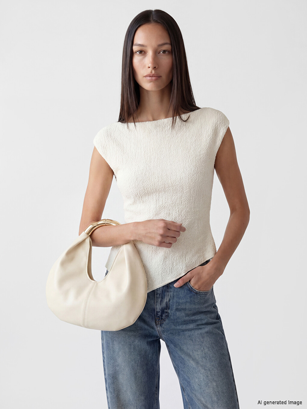 Slash Neck Textured Blouse