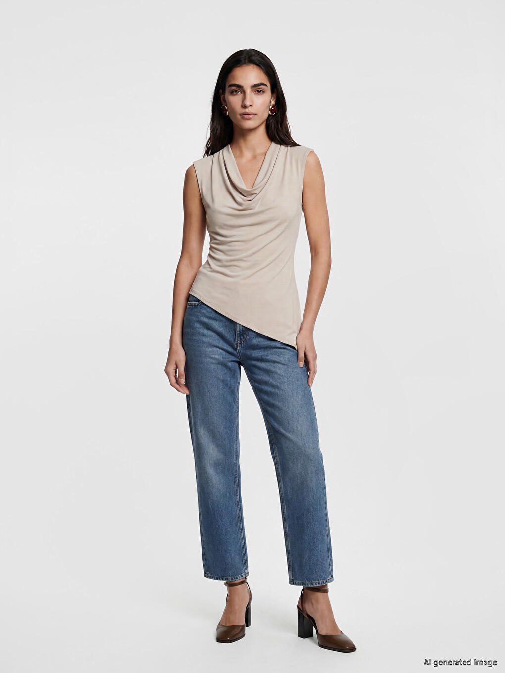 Cowl Neck Asymmetric Cut Blouse-1
