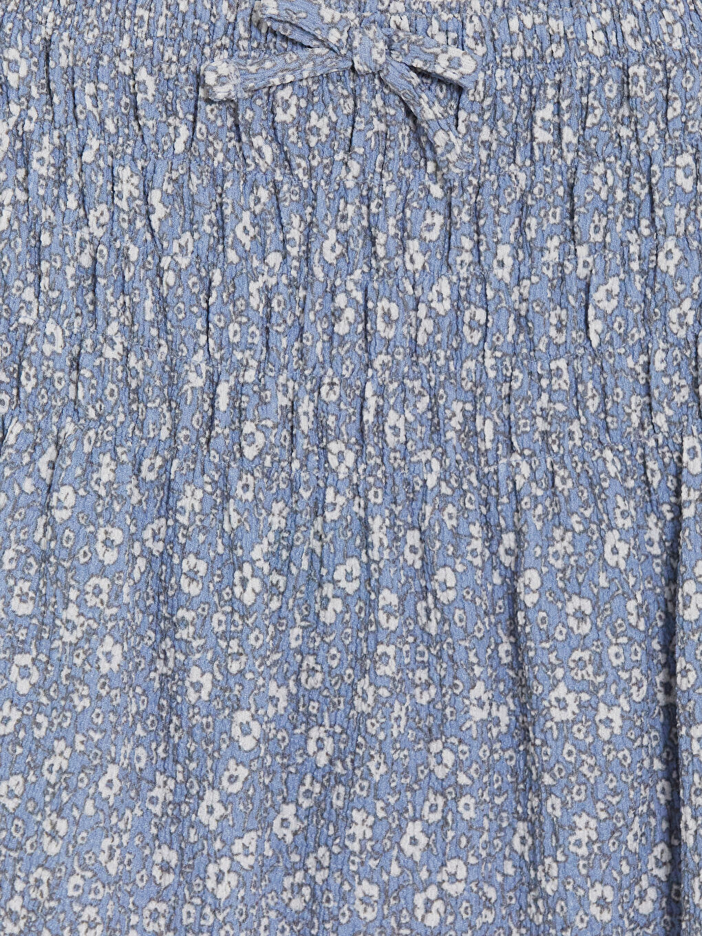 Mavi Beli Lastikli Çiçek Desenli Kız Çocuk Etek-2