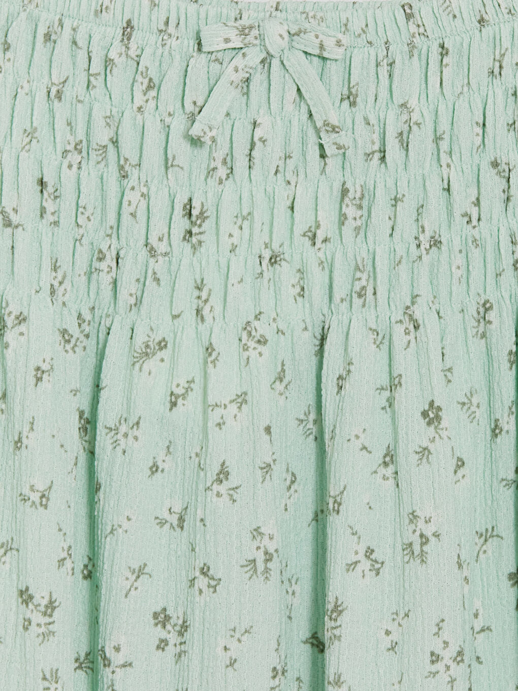 Yeşil Beli Lastikli Çiçek Desenli Kız Çocuk Etek-2