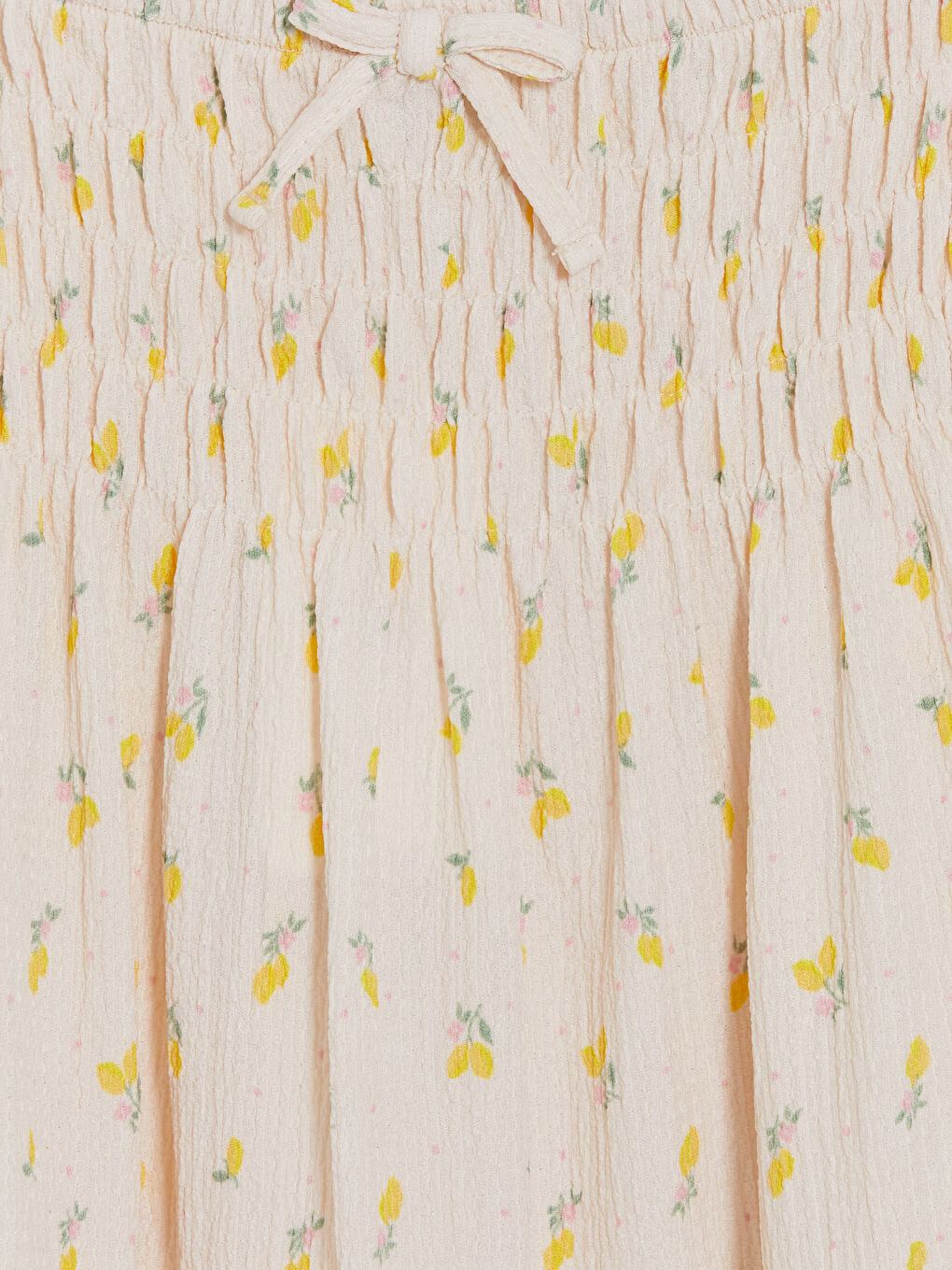 Beyaz Beli Lastikli Çiçek Desenli Kız Çocuk Etek-2