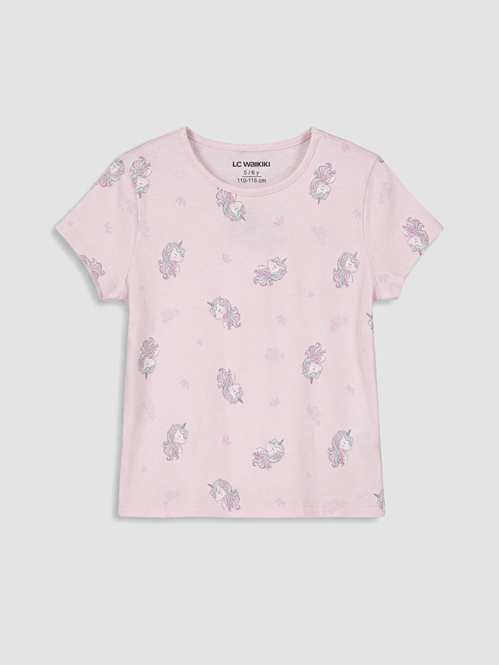Pembe Bisiklet Yaka Kız Çocuk Kaprili Pijama Takımı-1