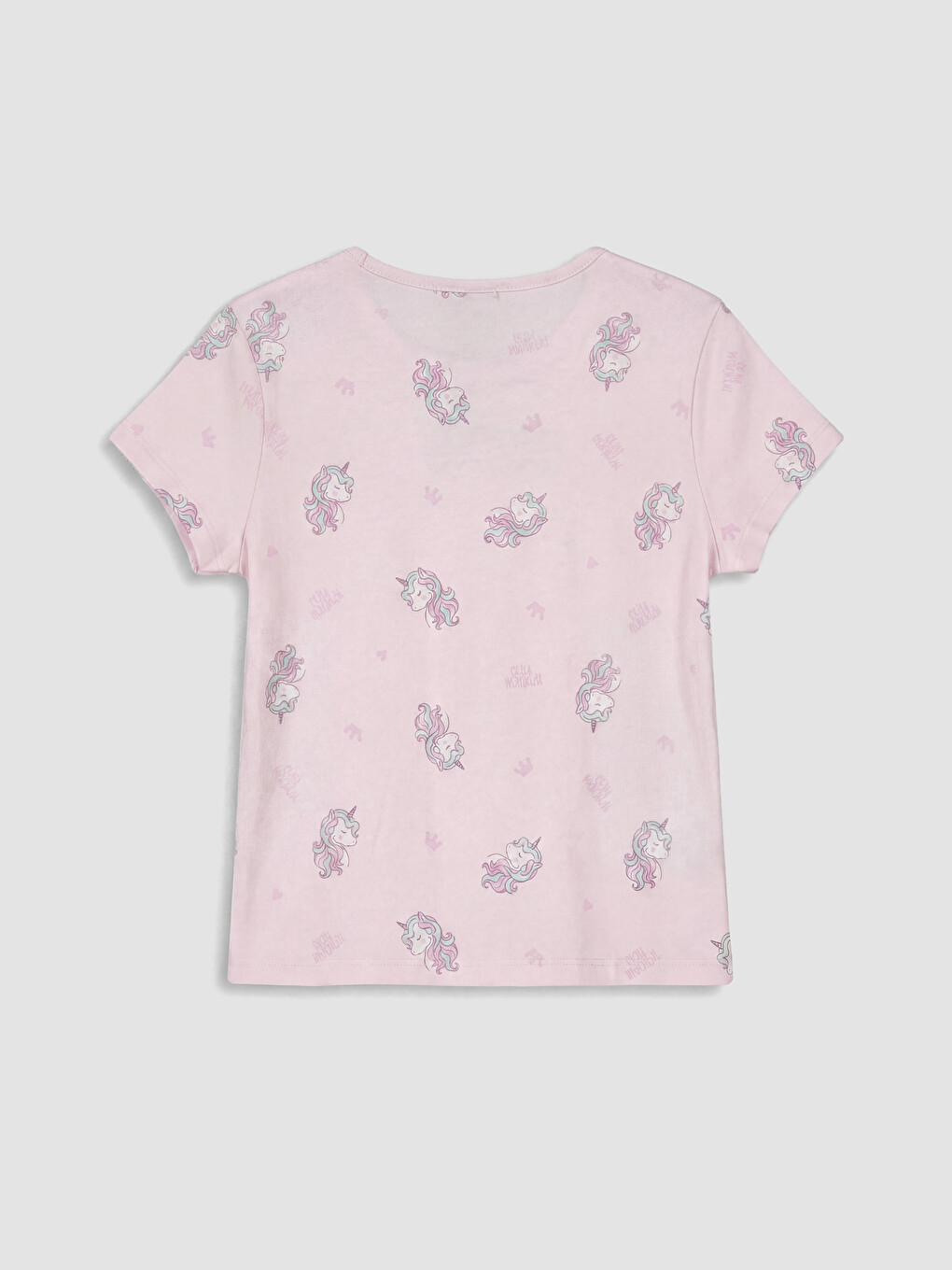 Pembe Bisiklet Yaka Kız Çocuk Kaprili Pijama Takımı-3
