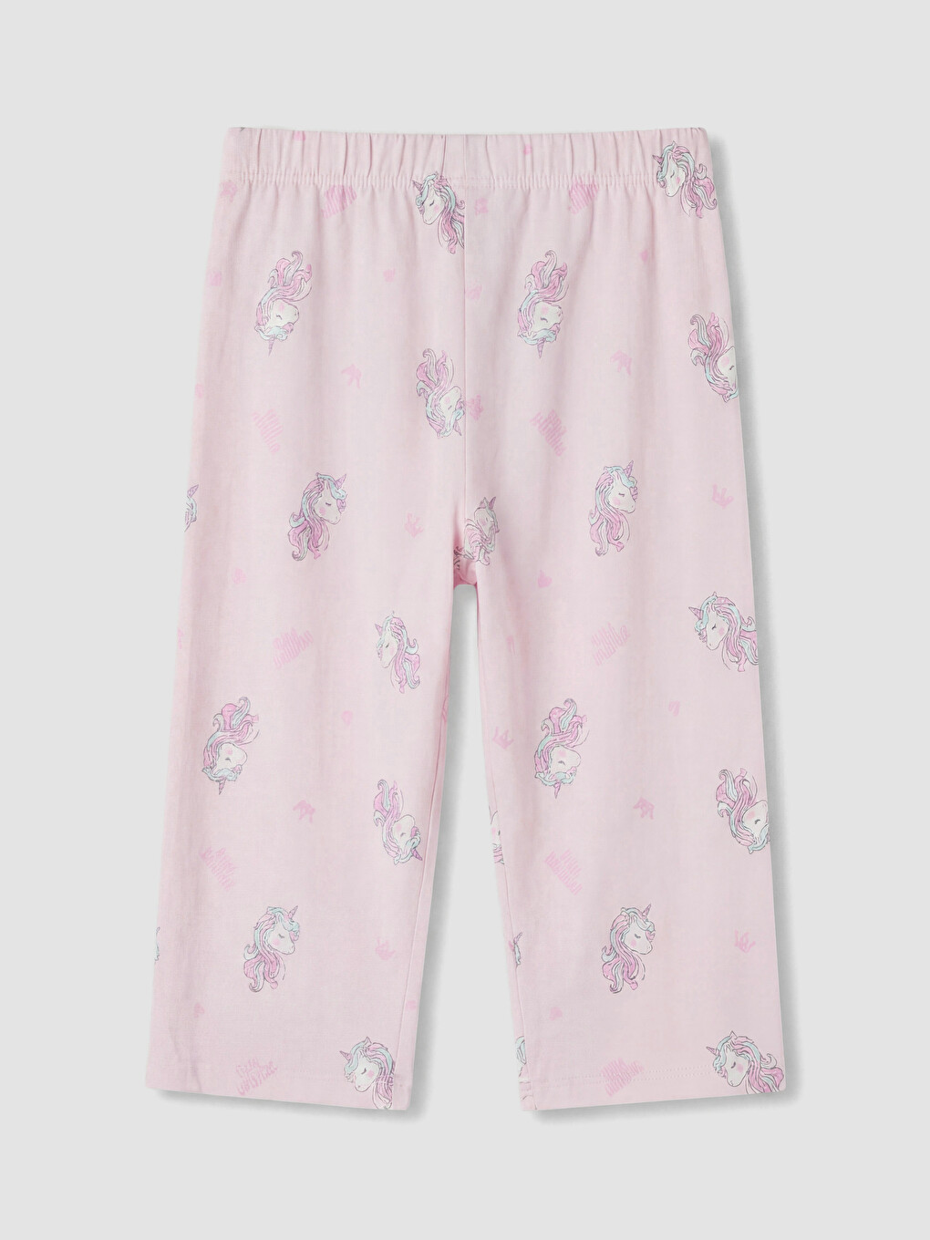 Pembe Bisiklet Yaka Kız Çocuk Kaprili Pijama Takımı-5