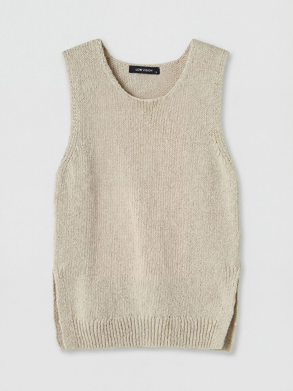 Beyaz Bisiklet Yaka Kadın Triko Atlet