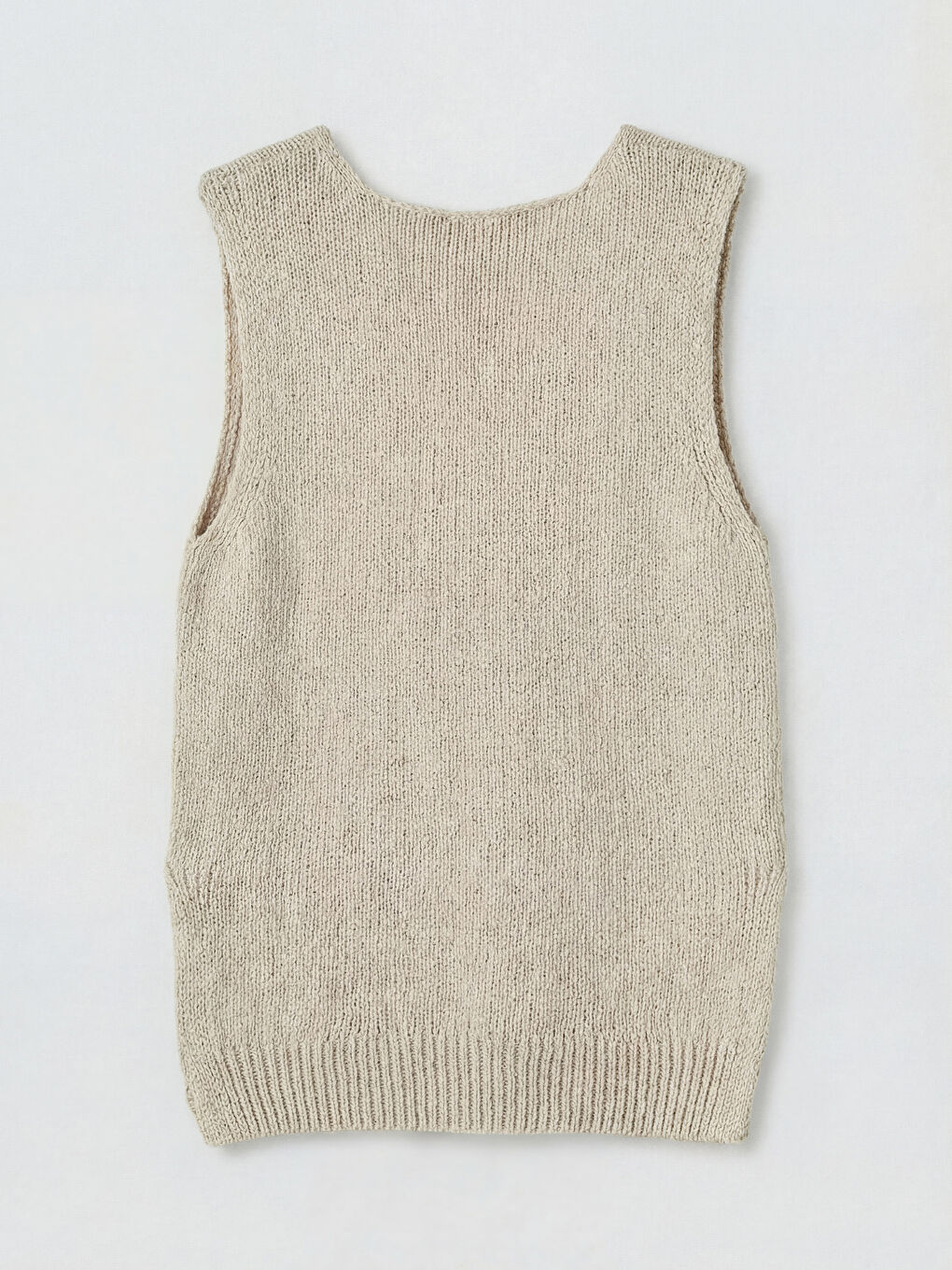 Beyaz Bisiklet Yaka Kadın Triko Atlet-1