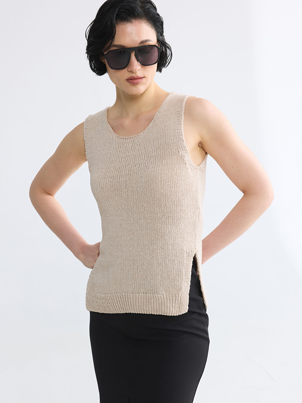 Crew Neck Women's Knitwear Tank Top
