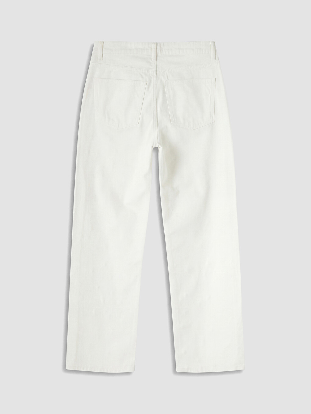Beyaz Straight Fit İnci İşlemeli Kadın Jean Pantolon-2