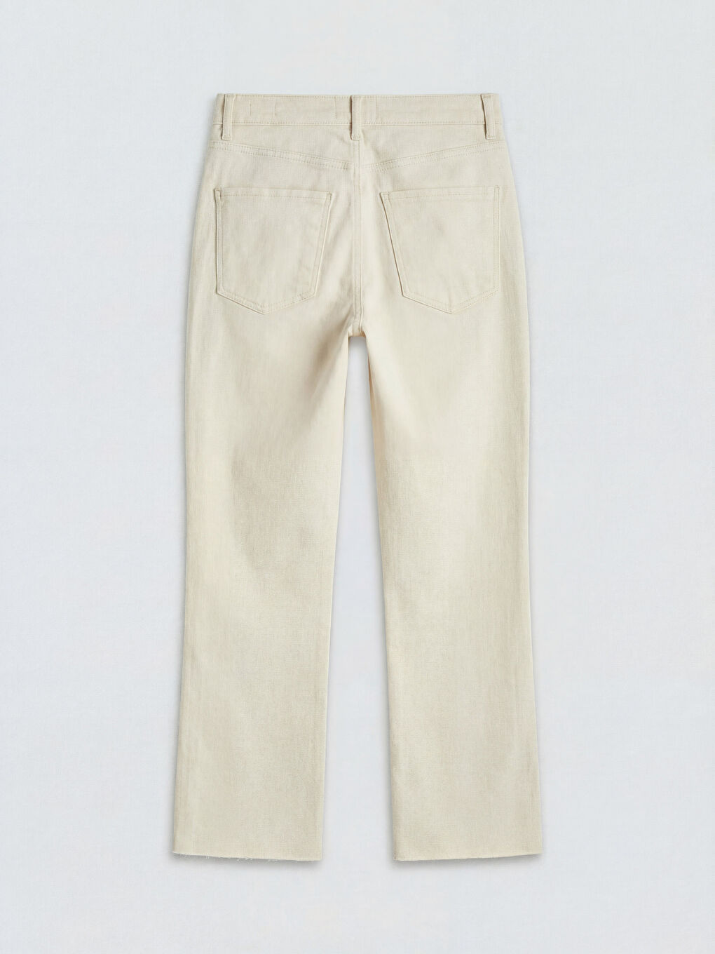 Ekru Crop Flare Kadın Jean Pantolon-1