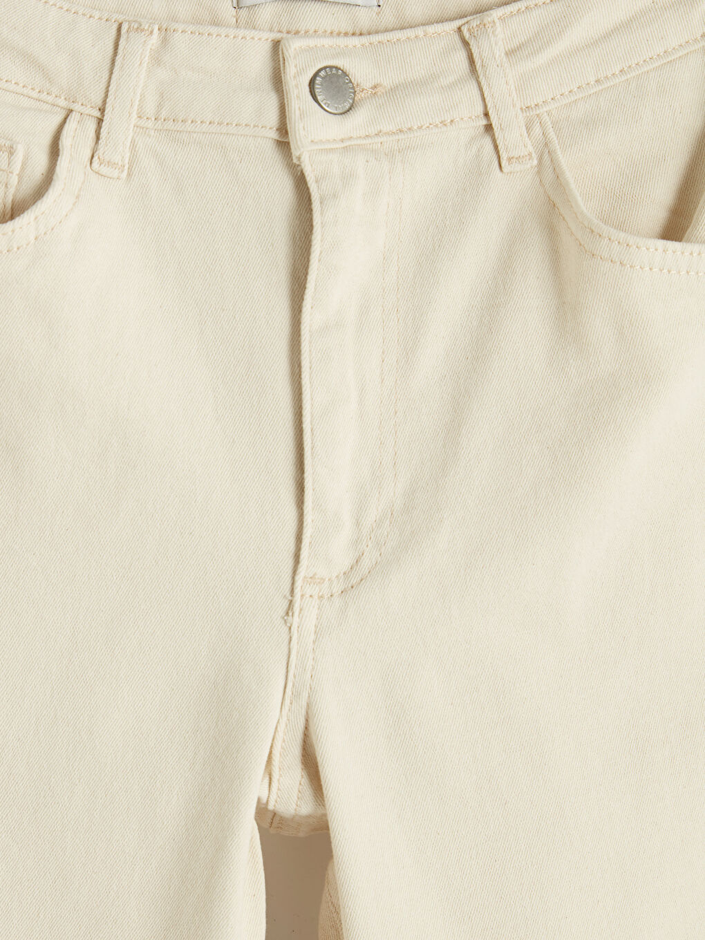 Ekru Crop Flare Kadın Jean Pantolon-2