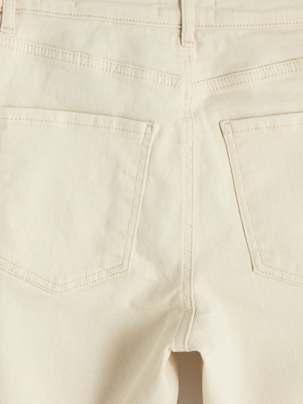 Ekru Crop Flare Kadın Jean Pantolon-3