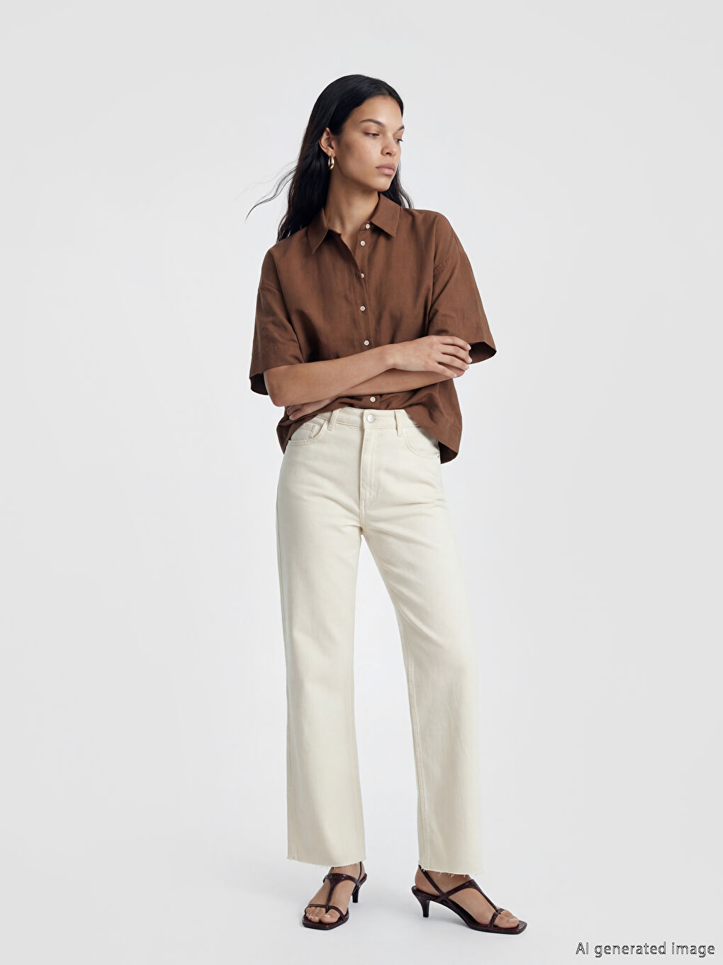 Женские укороченные расклешённые джинсы