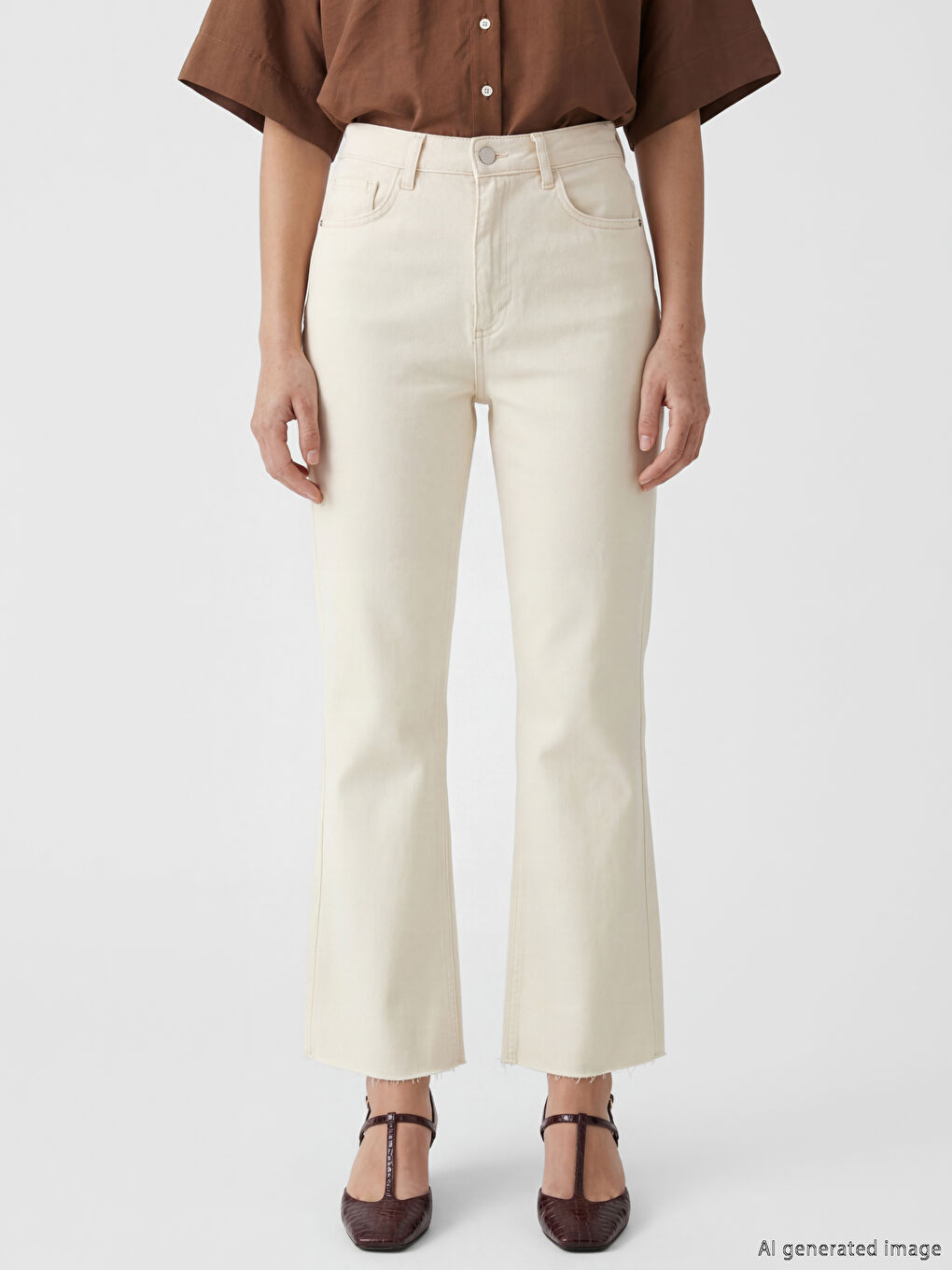 Женские укороченные расклешённые джинсы-1