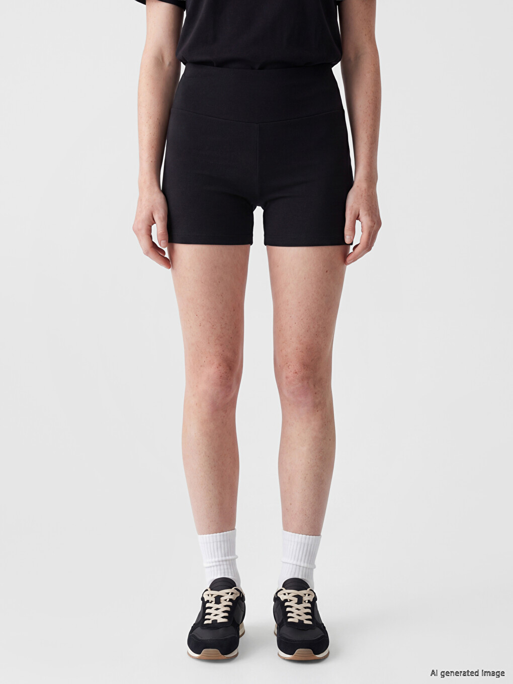 Elastic Waist Women's Short Leggings-1