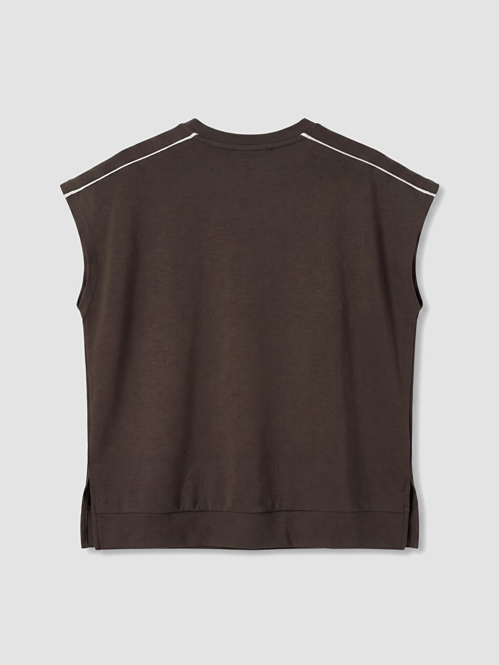 Kahverengi Oversize Soft Touch Kadın Tişört-2
