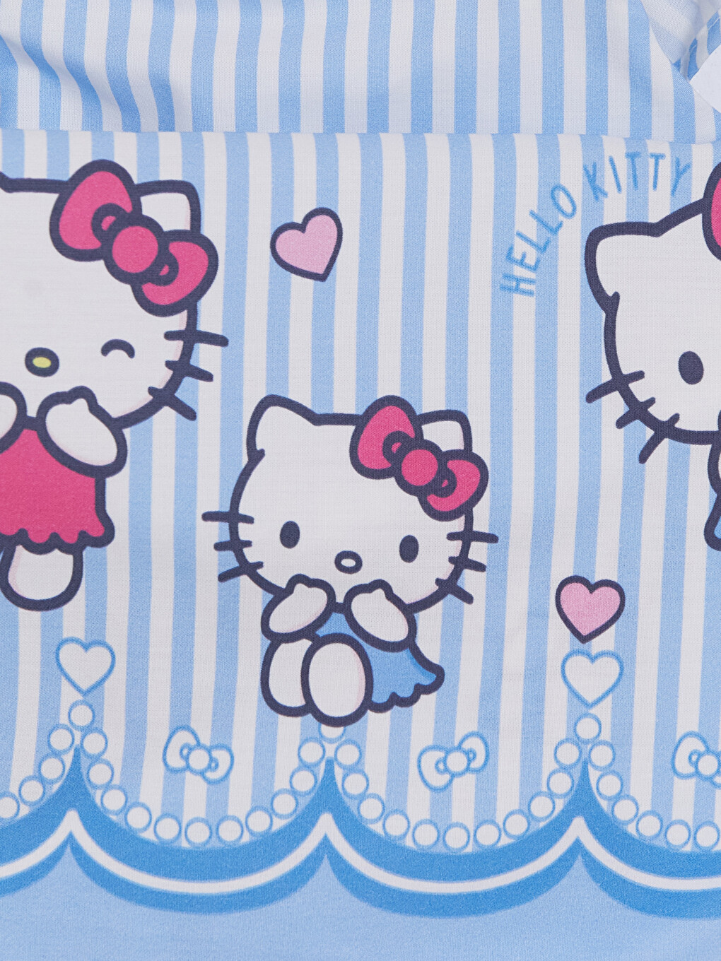 Mavi Kare Yaka Hello Kitty Baskılı Kız Çocuk Elbise-3