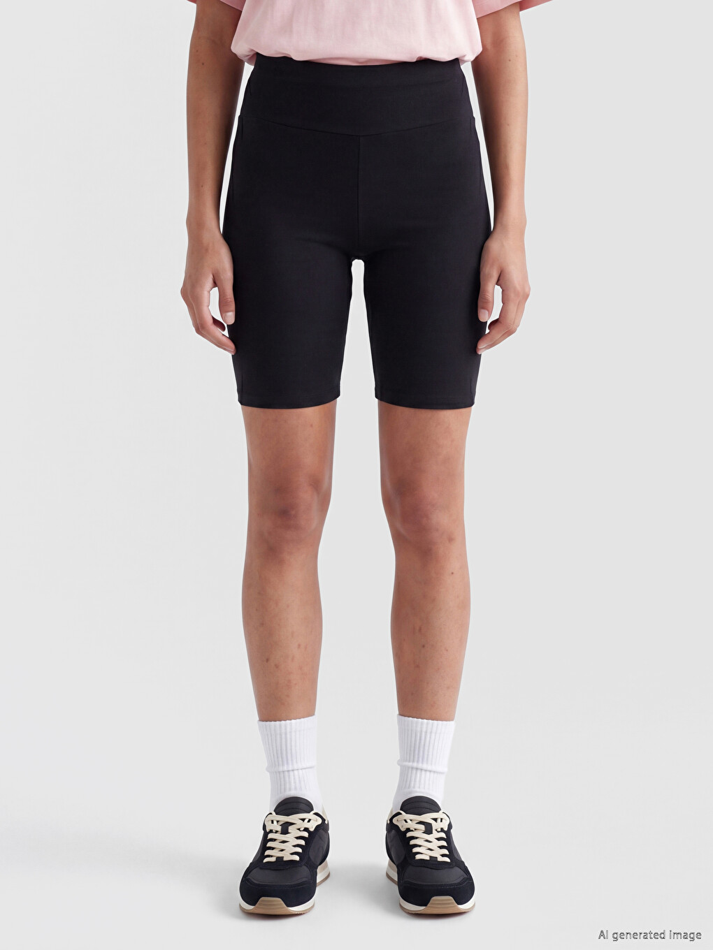 Elastic Waist Women's Short Leggings-1
