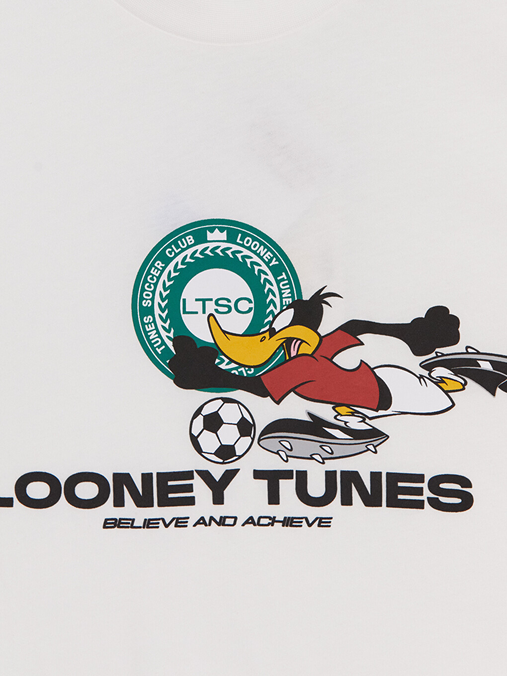 Beyaz Bisiklet Yaka Looney Tunes Baskılı Erkek Tişört-2