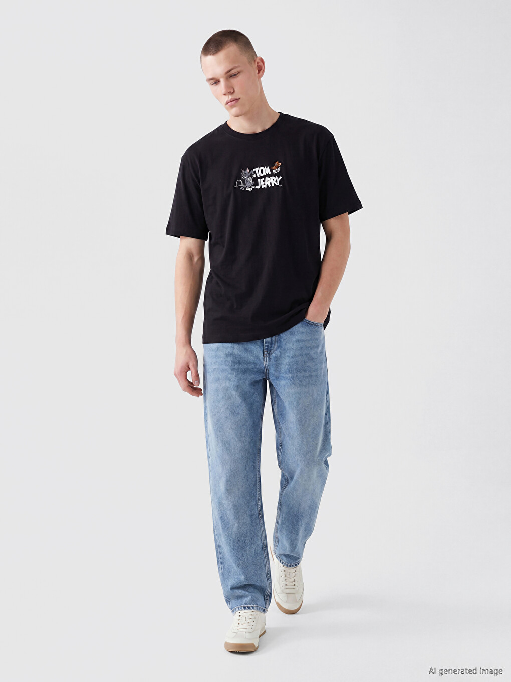 Tom & Jerry Printed 100% Cotton Men's T-Shirt-1