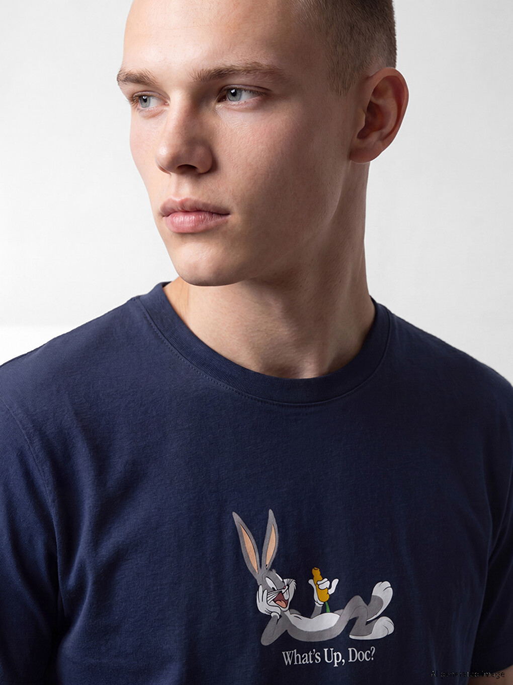 Crew Neck Bugs Bunny Printed Men's T-shirt-2