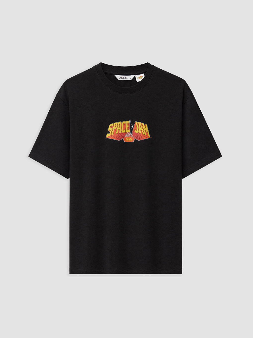 Siyah Relax Fit Space Jam Baskılı Erkek Tişört-1
