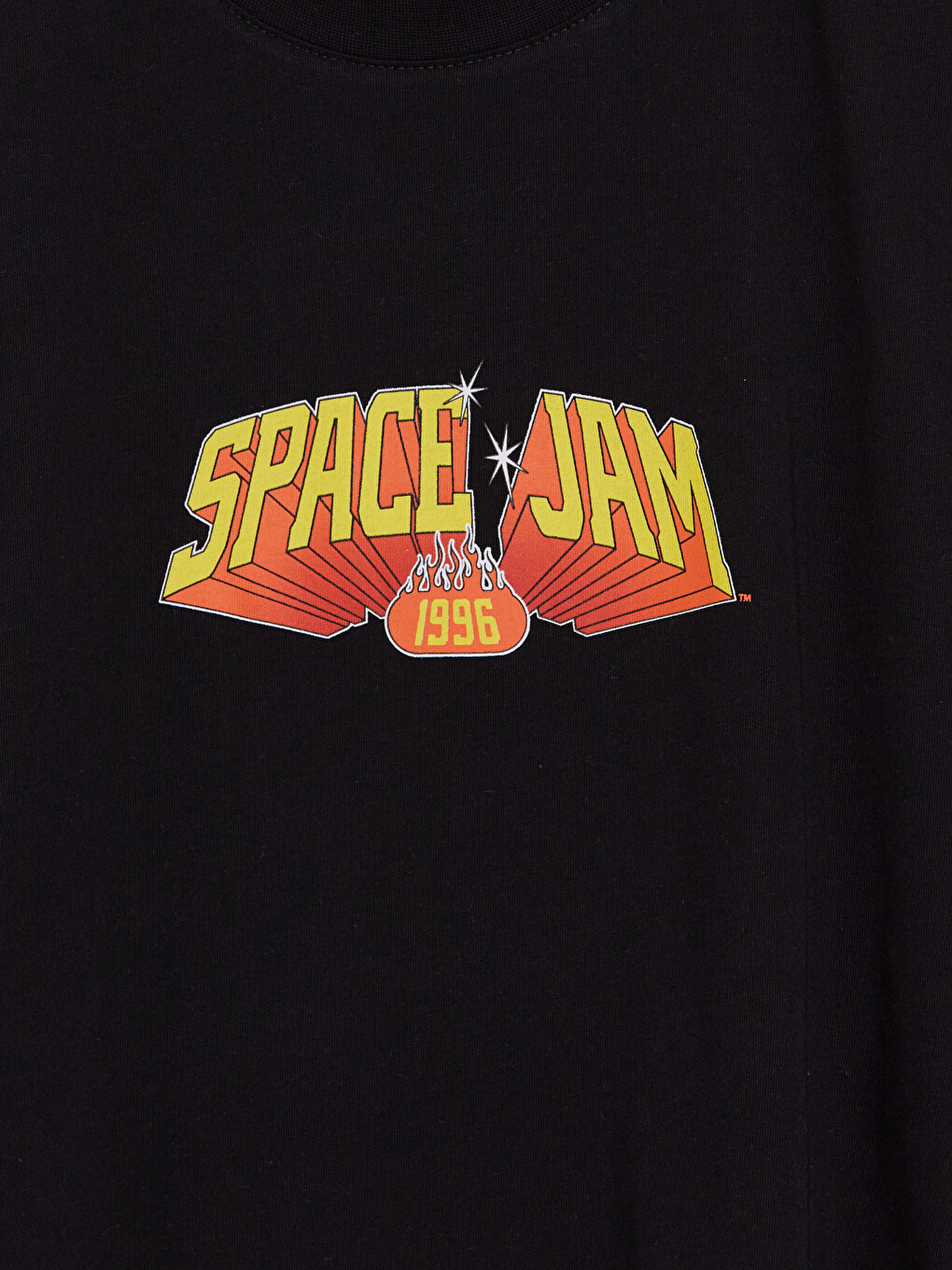 Siyah Relax Fit Space Jam Baskılı Erkek Tişört-3
