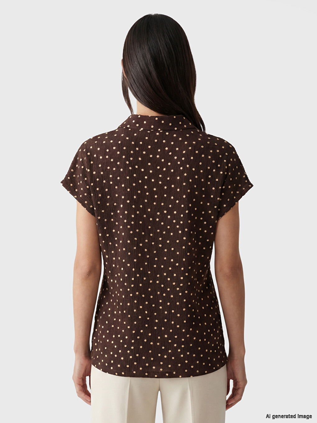 Crew Neck Polka Dot Tied Blouse-3