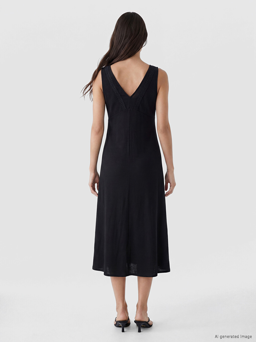 V Neck Lace Detailed Dress-3