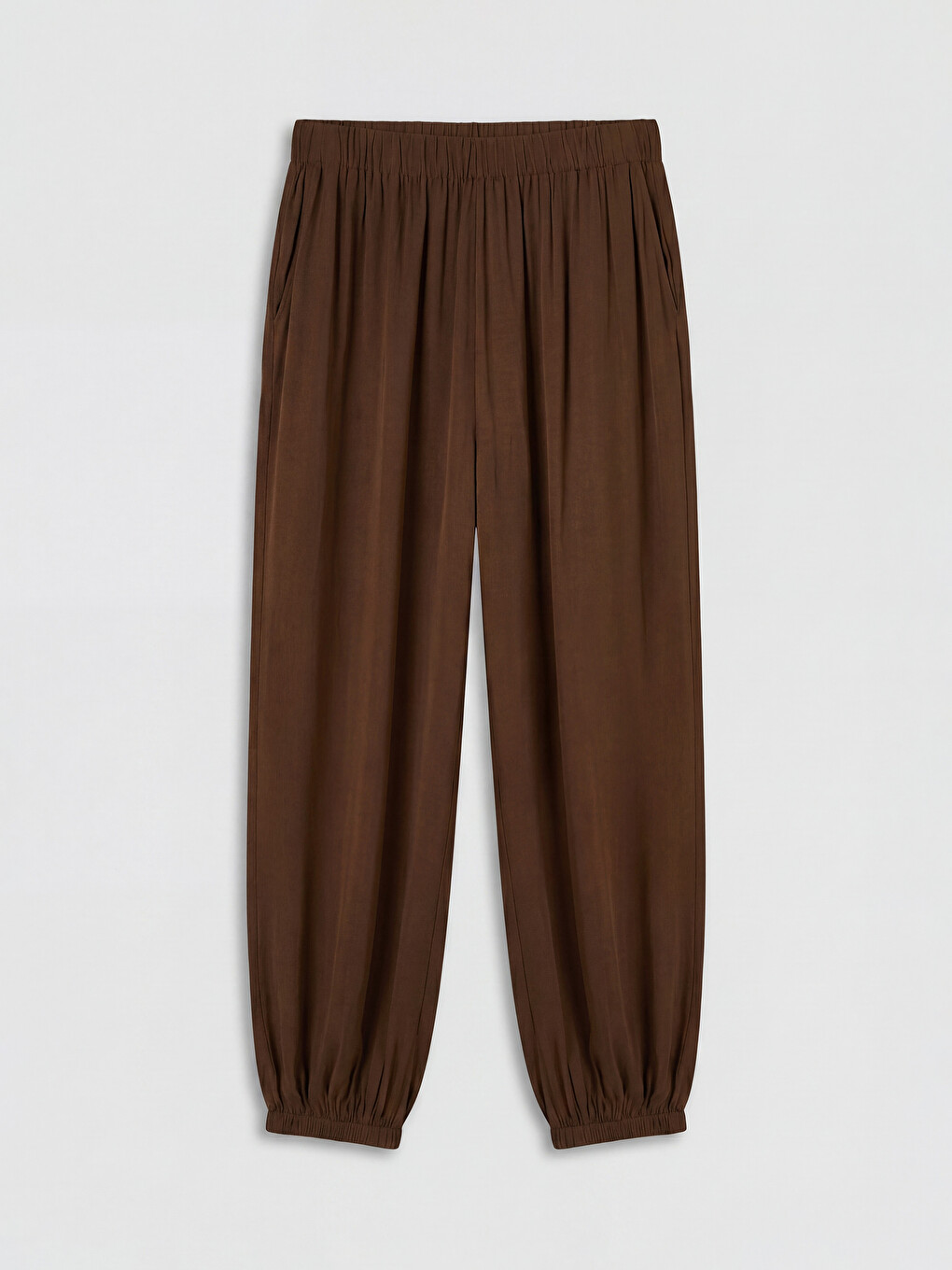 Kahverengi Beli Lastikli Kadın Jogger Pantolon