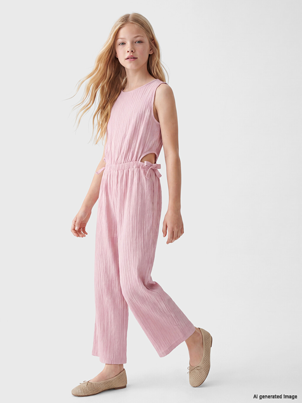 Crew Neck Girls' Jumpsuit