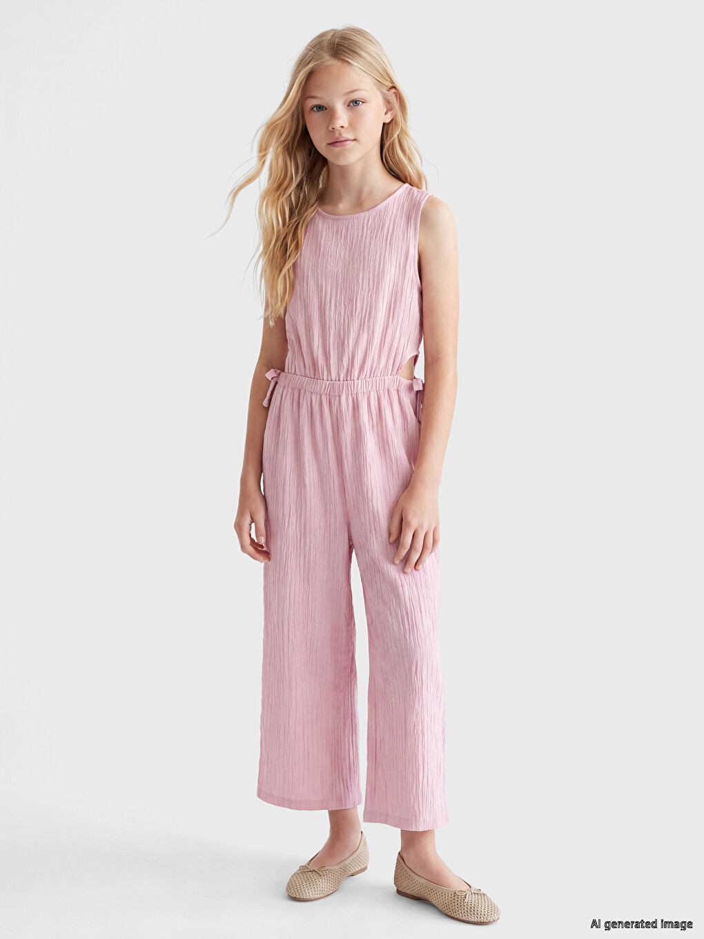 Crew Neck Girls' Jumpsuit-1