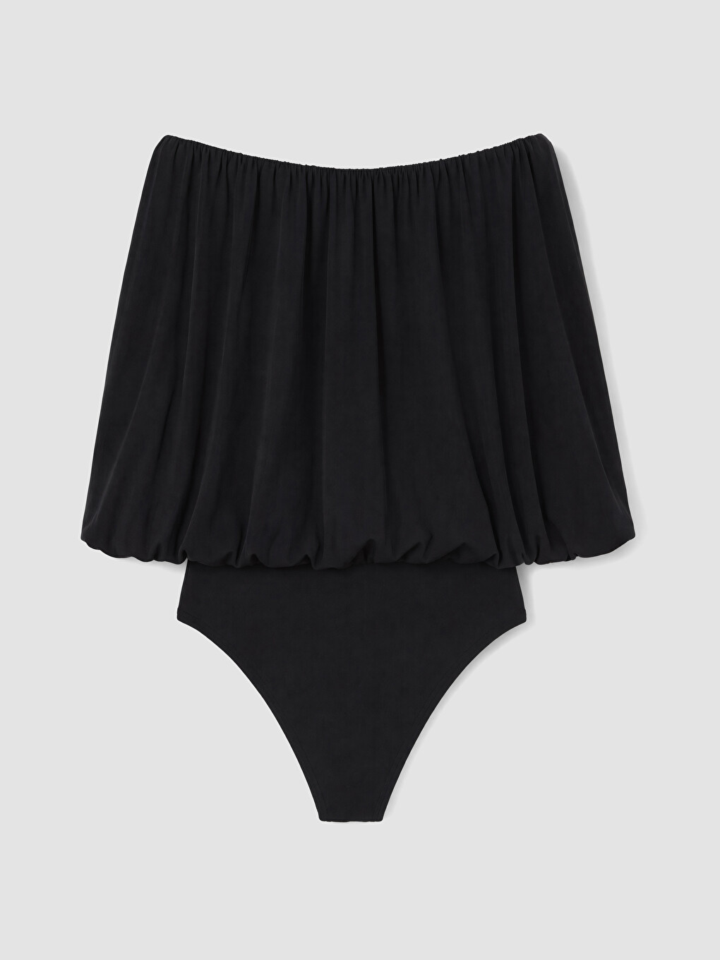 Siyah Bisiklet Yaka Fırfırlı Kadın Bodysuit-1