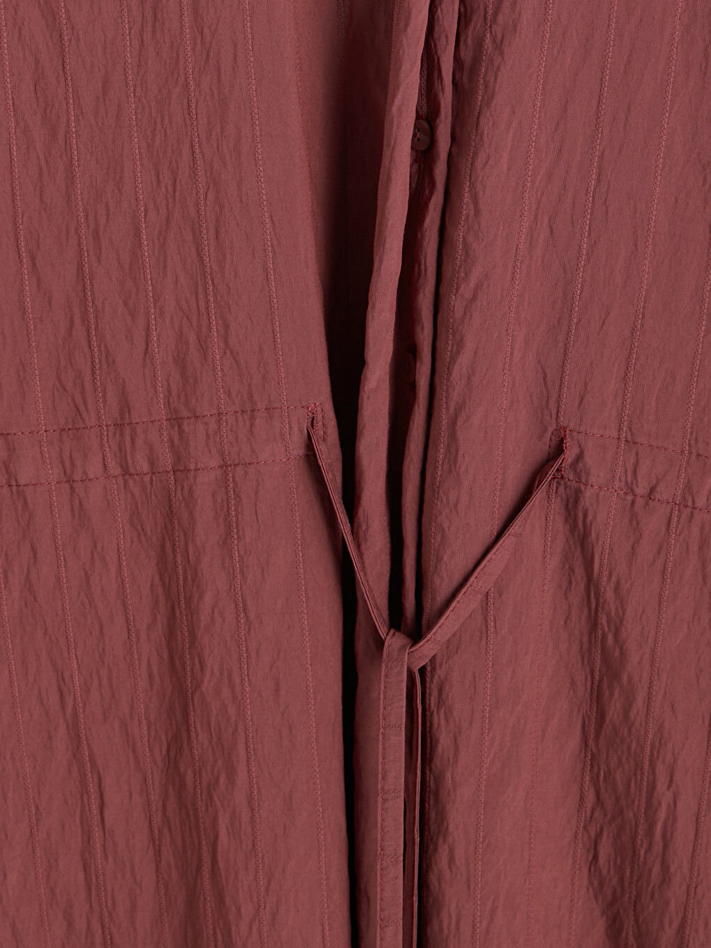 Bordo Çizgili Oversize Armürlü Kadın Gömlek-2