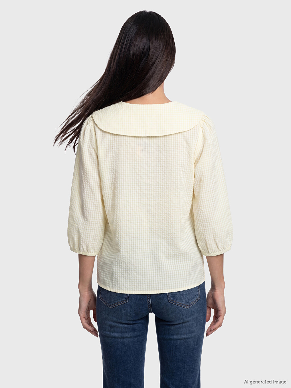 Peter Pan Collar Plaid Blouse-3