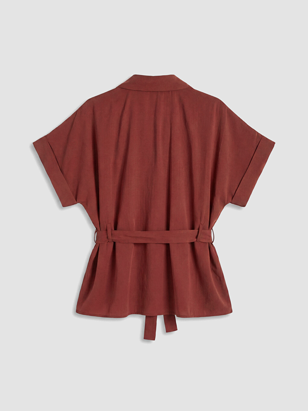 Bordo Oversize Modal Karışımlı Kadın Gömlek-2