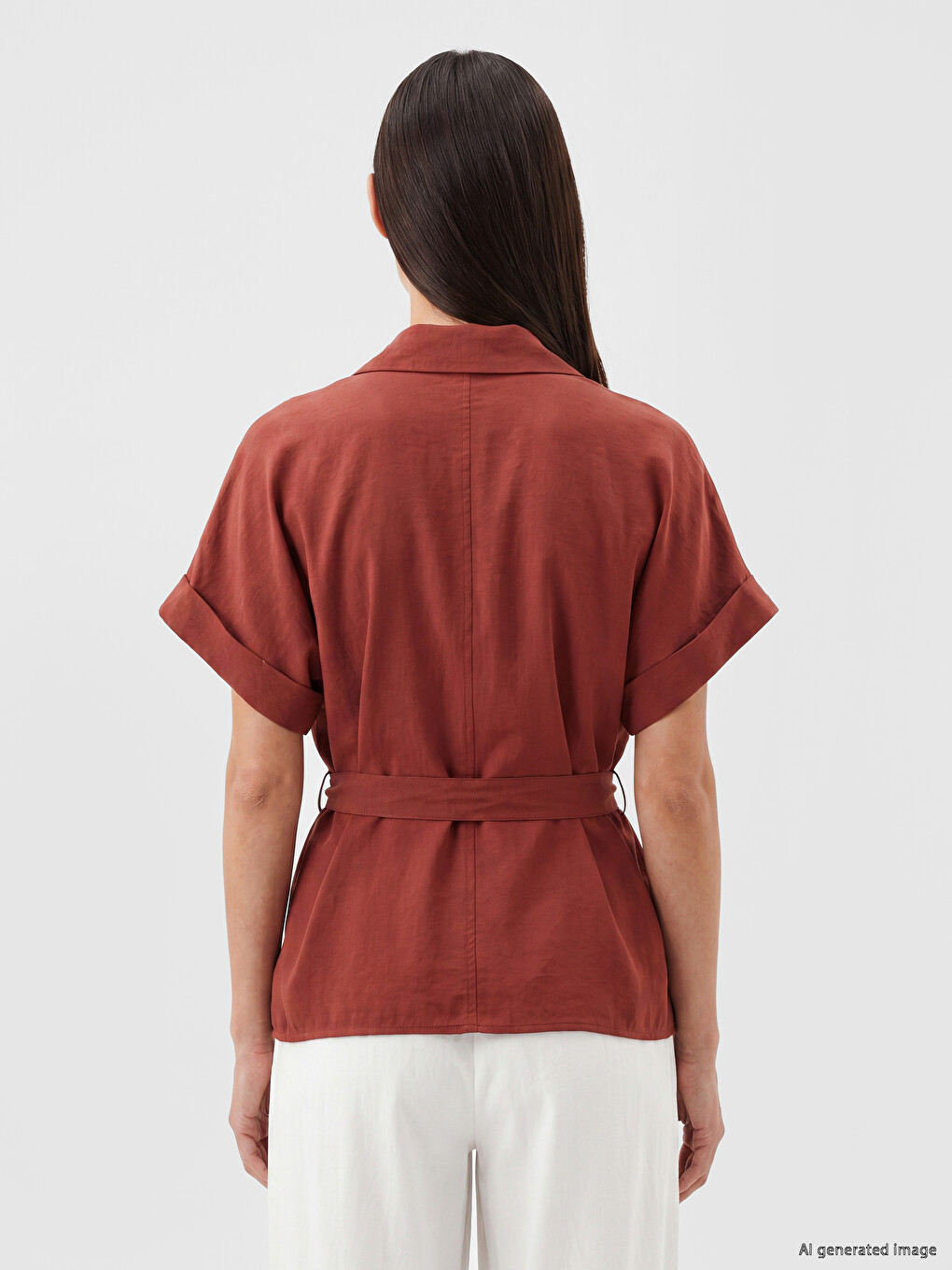 Këmishë Oversize Me Përzierje Modali Për Gra-3