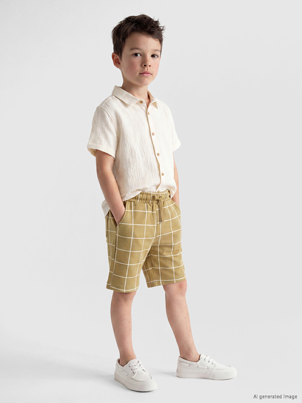 Plaid Elastic Waist Boys' Shorts