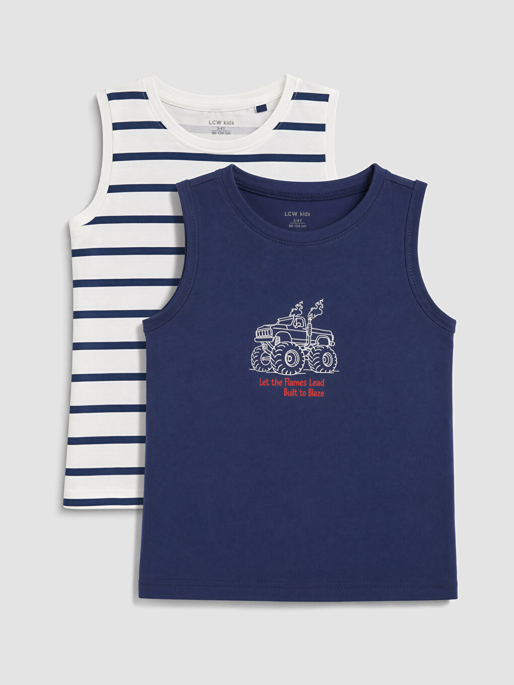Crew Neck Printed Boys' Tank Top 2 Pack