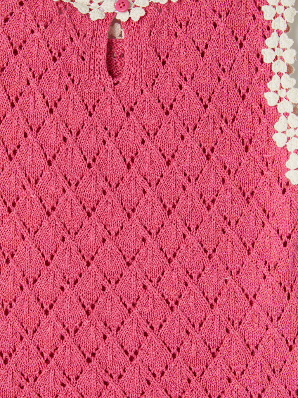 Pembe Çiçek Detaylı Kız Çocuk Triko Takım-6