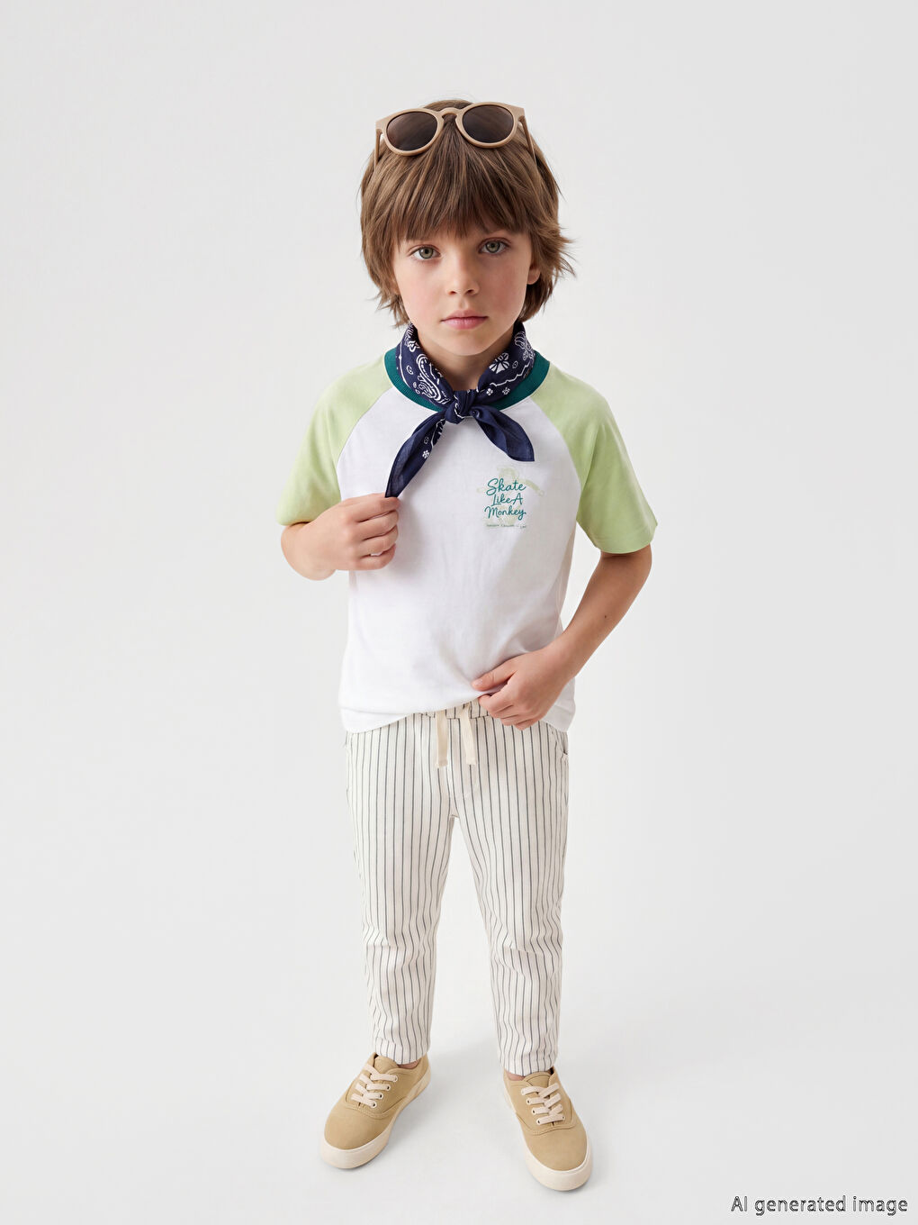 Beyaz Nostaljik Maymun Baskılı Unisex Çocuk Tişört