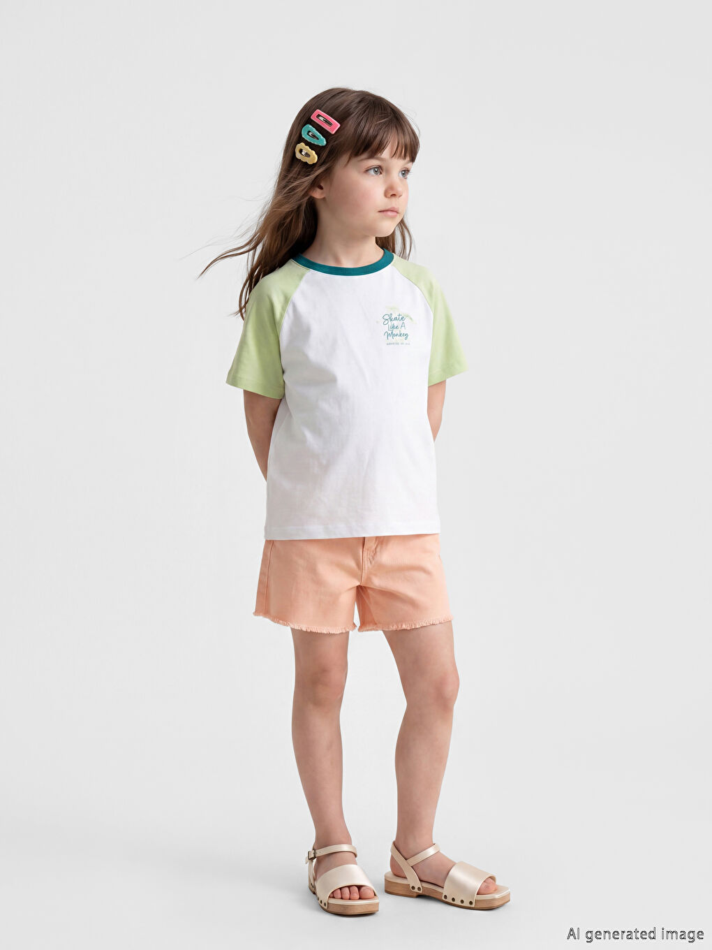 Beyaz Nostaljik Maymun Baskılı Unisex Çocuk Tişört-1