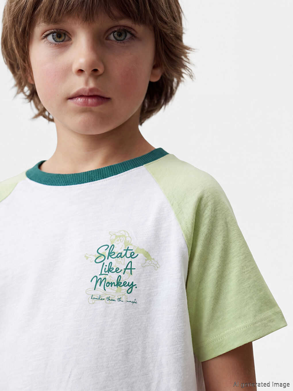 Beyaz Nostaljik Maymun Baskılı Unisex Çocuk Tişört-2