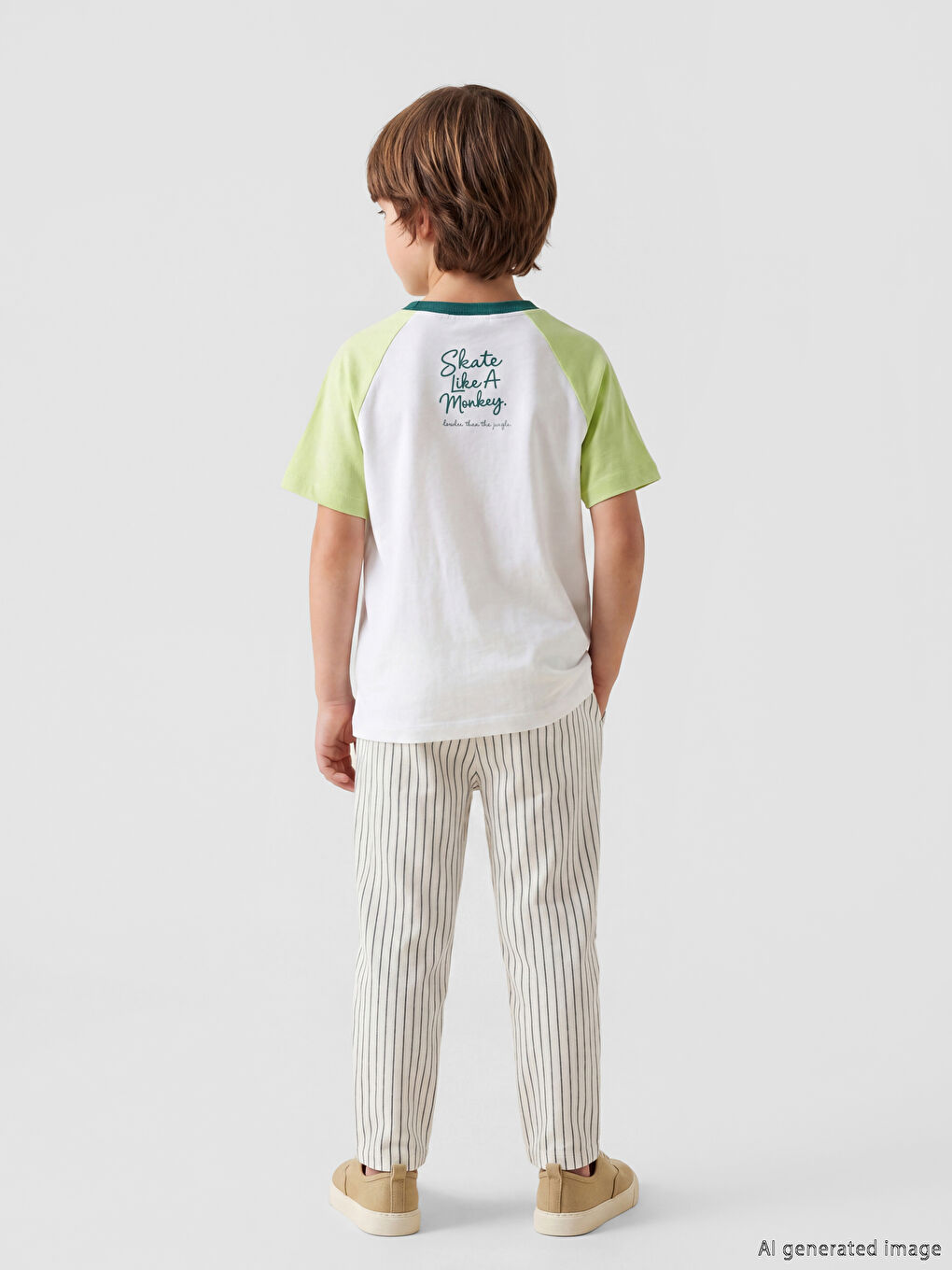 Beyaz Nostaljik Maymun Baskılı Unisex Çocuk Tişört-3