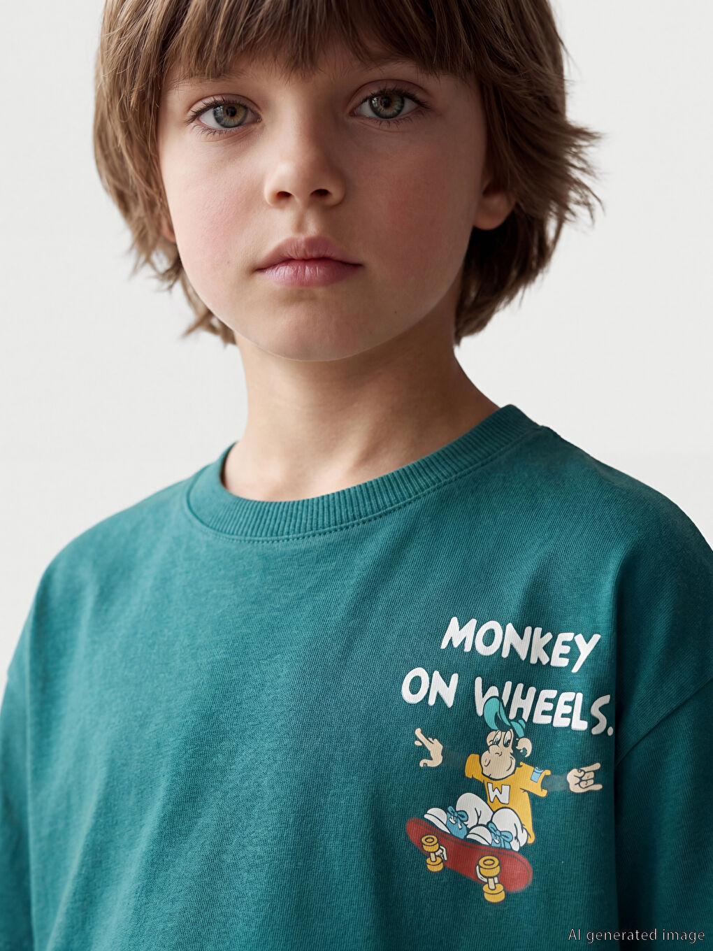 Nostalgic Monkey Printed Unisex Kids T-Shirt-2